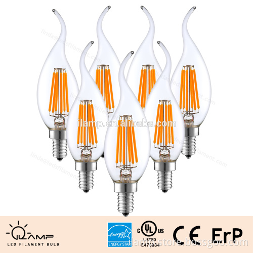 E12 2W Dimmable 40W Equivalent LED Filament Candelabra Light Bulb Used in Chandeliers